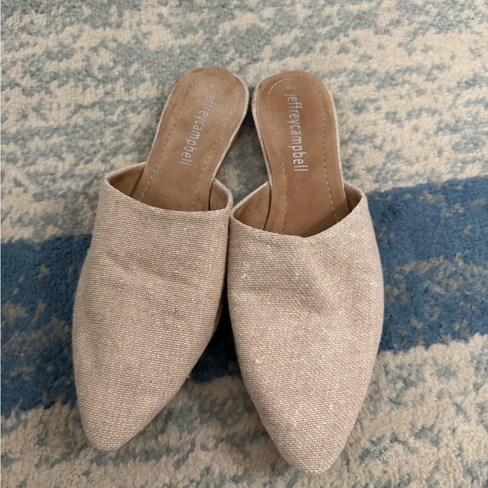 Jeffrey Campbell Cream Suede Mules
